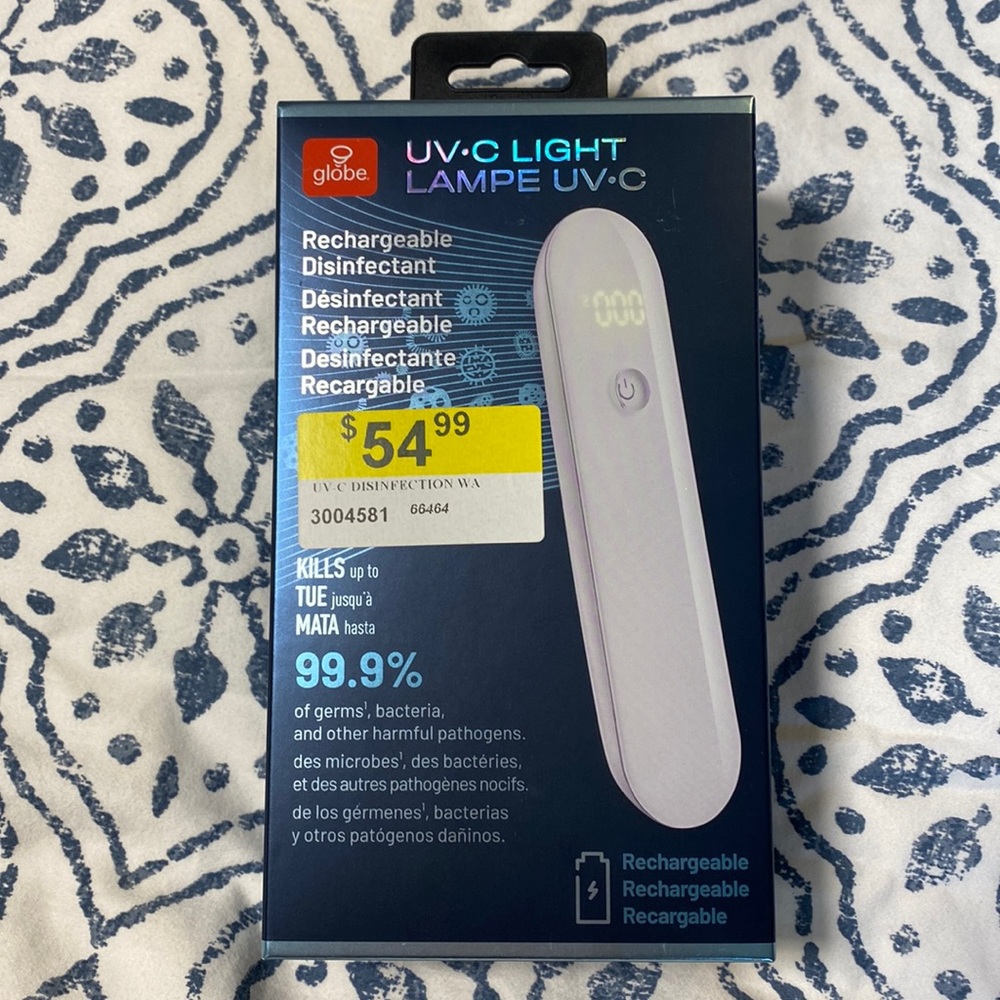 NWT Globe Hand-Held UV-C Light Lampe Rechargeable Disinfectant